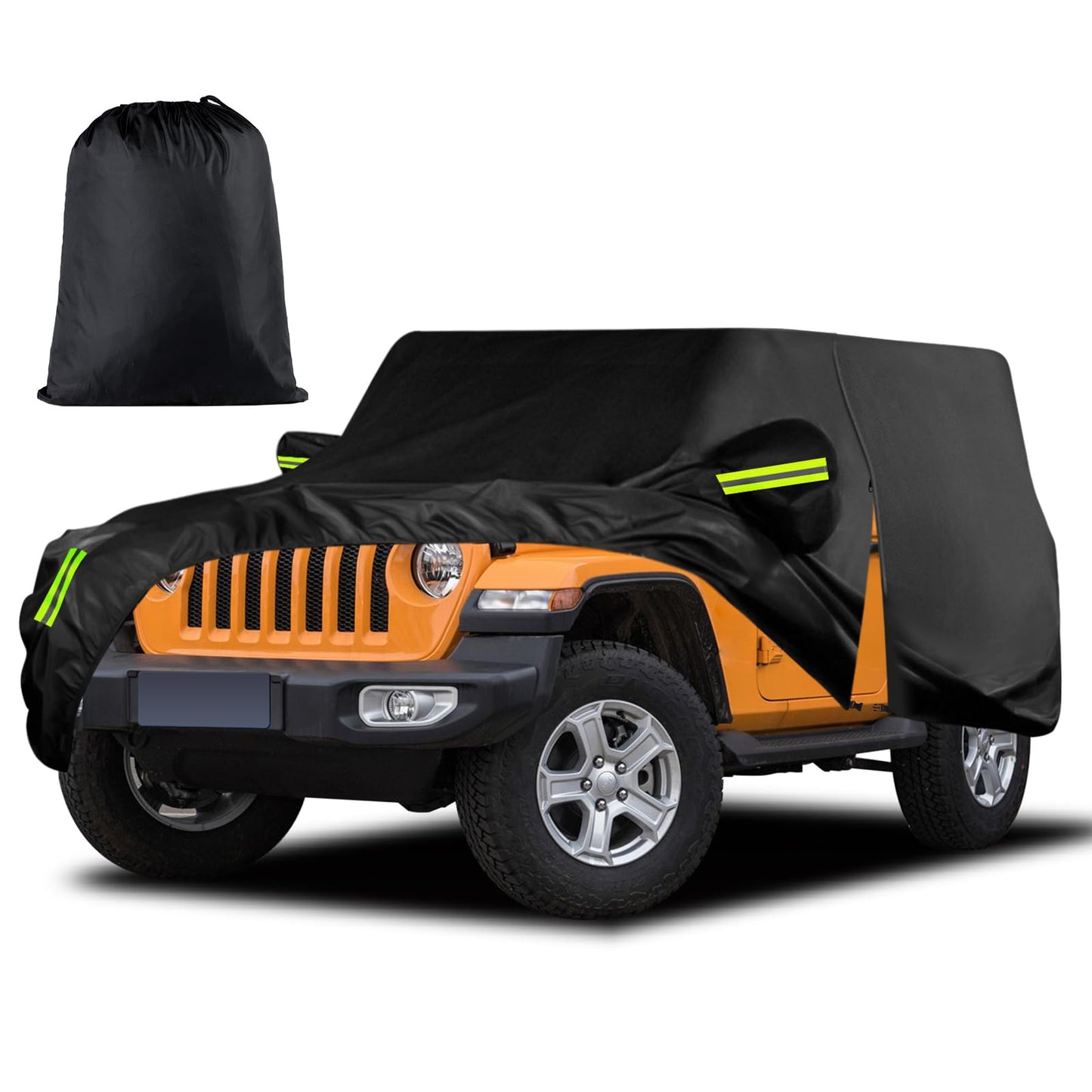 Waterproof Car Cover for Jeep Wrangler 4 Door 2006-2026 JK JL Outdoor Waterproof Sun Rain Snow Hail Protection with Driver Door Zipper