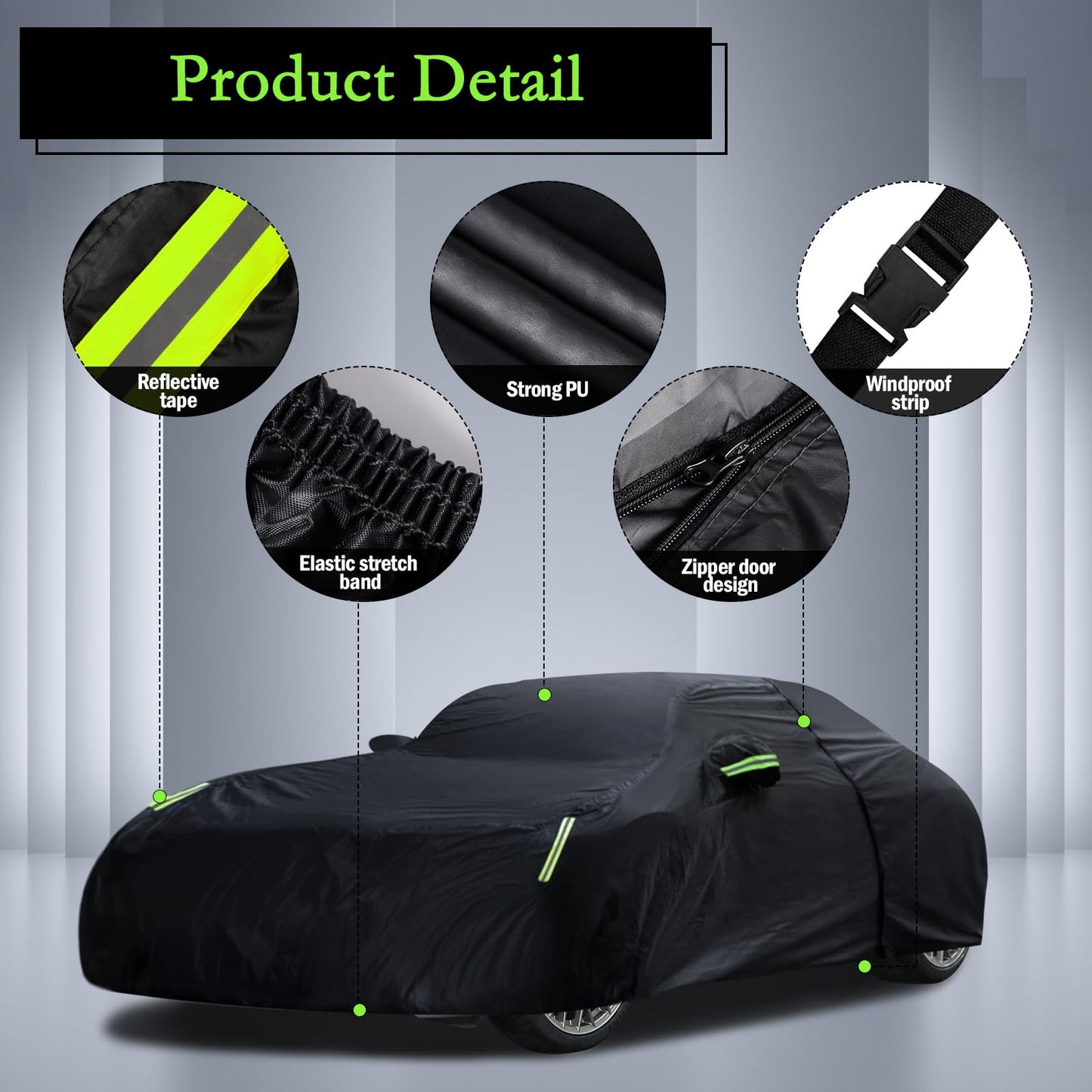 Waterproof Car Cover for Jeep Wrangler 4 Door 2006-2026 JK JL Outdoor Waterproof Sun Rain Snow Hail Protection with Driver Door Zipper