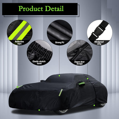 Waterproof Car Cover for Jeep Wrangler 4 Door 2006-2026 JK JL Outdoor Waterproof Sun Rain Snow Hail Protection with Driver Door Zipper