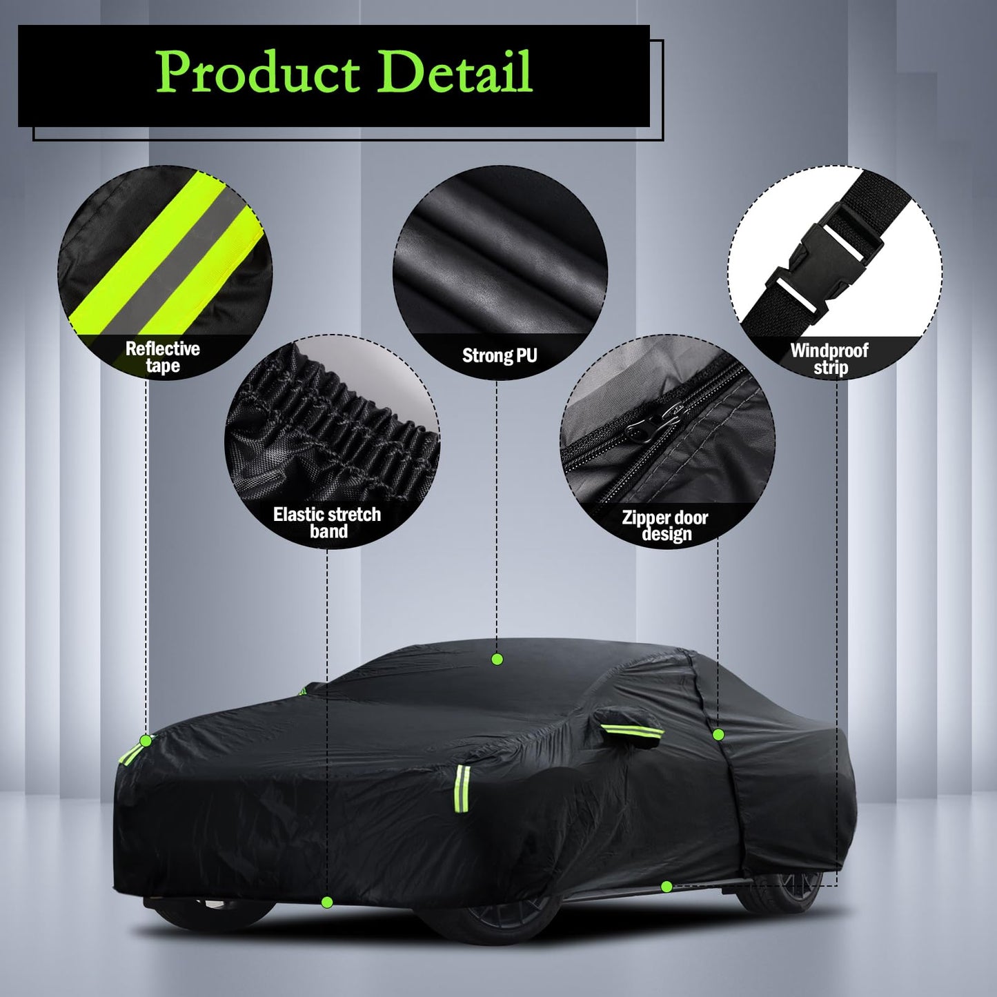 Waterproof Car Cover for Jeep Wrangler 4 Door 2006-2026 JK JL Outdoor Waterproof Sun Rain Snow Hail Protection with Driver Door Zipper