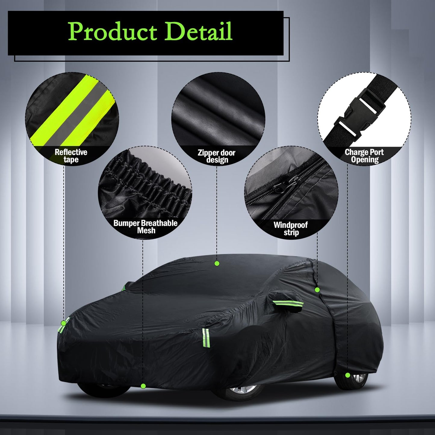 Waterproof Car Cover for Jeep Wrangler 4 Door 2006-2026 JK JL Outdoor Waterproof Sun Rain Snow Hail Protection with Driver Door Zipper