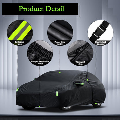 Waterproof Car Cover for Jeep Wrangler 4 Door 2006-2026 JK JL Outdoor Waterproof Sun Rain Snow Hail Protection with Driver Door Zipper
