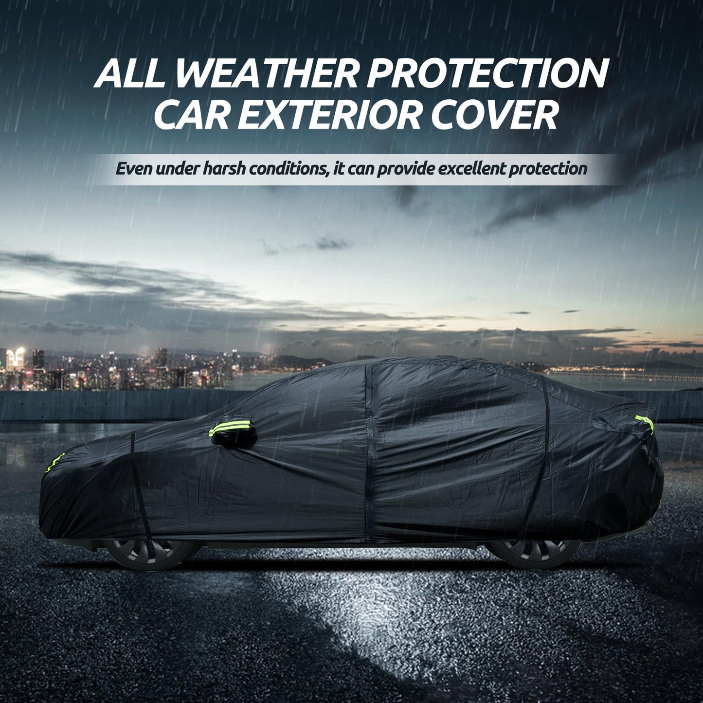 Waterproof Car Cover for Jeep Wrangler 4 Door 2006-2026 JK JL Outdoor Waterproof Sun Rain Snow Hail Protection with Driver Door Zipper