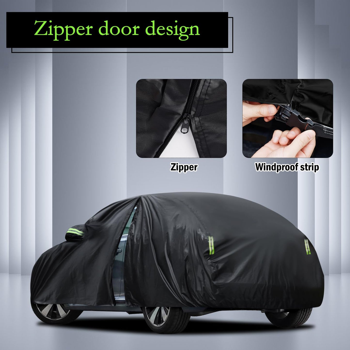 Waterproof Car Cover for Jeep Wrangler 4 Door 2006-2026 JK JL Outdoor Waterproof Sun Rain Snow Hail Protection with Driver Door Zipper