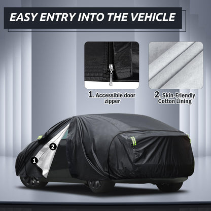 Waterproof Car Cover for Jeep Wrangler 4 Door 2006-2026 JK JL Outdoor Waterproof Sun Rain Snow Hail Protection with Driver Door Zipper