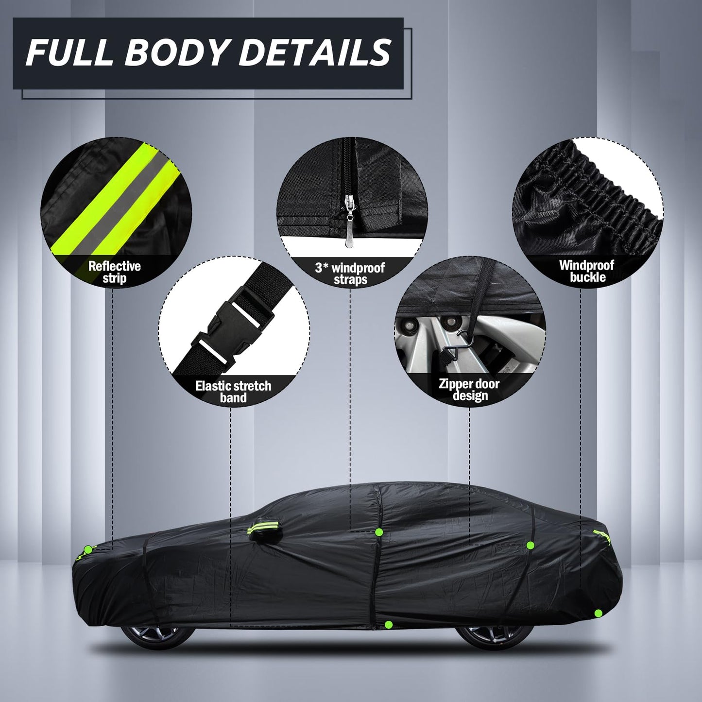 Waterproof Car Cover for Jeep Wrangler 4 Door 2006-2026 JK JL Outdoor Waterproof Sun Rain Snow Hail Protection with Driver Door Zipper