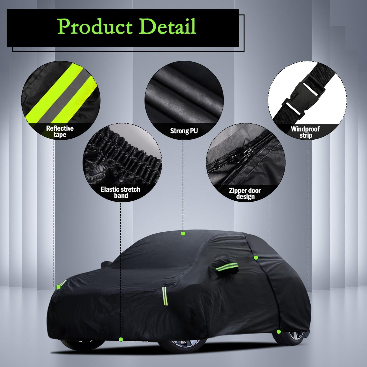Waterproof Car Cover for Jeep Wrangler 4 Door 2006-2026 JK JL Outdoor Waterproof Sun Rain Snow Hail Protection with Driver Door Zipper