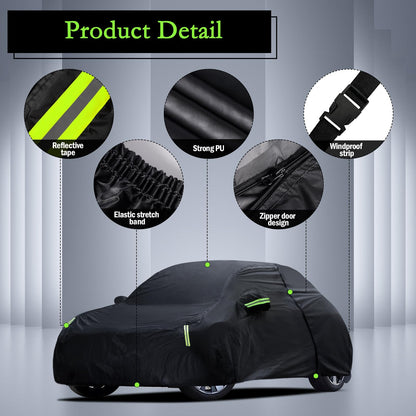 Waterproof Car Cover for Jeep Wrangler 4 Door 2006-2026 JK JL Outdoor Waterproof Sun Rain Snow Hail Protection with Driver Door Zipper