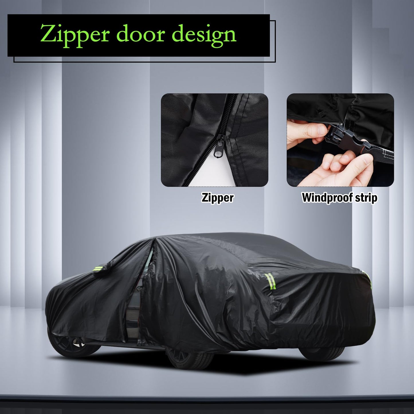 Waterproof Car Cover for Jeep Wrangler 4 Door 2006-2026 JK JL Outdoor Waterproof Sun Rain Snow Hail Protection with Driver Door Zipper