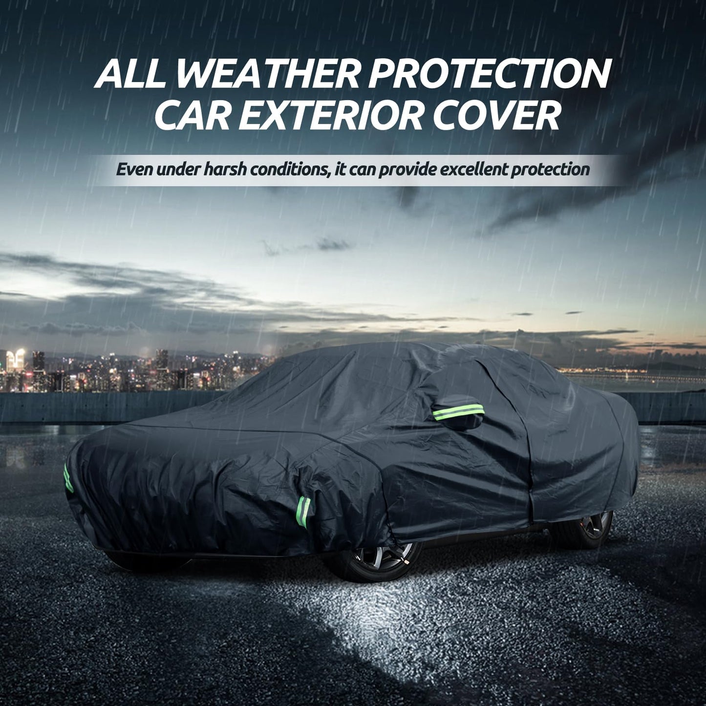 Waterproof Car Cover for Jeep Wrangler 4 Door 2006-2026 JK JL Outdoor Waterproof Sun Rain Snow Hail Protection with Driver Door Zipper