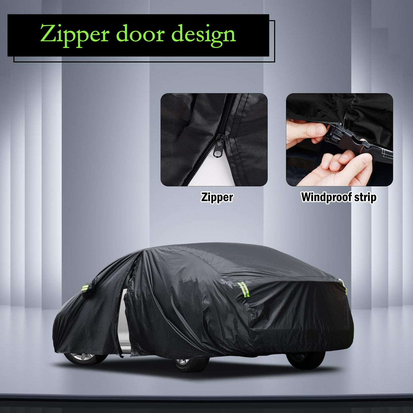 Waterproof Car Cover for Jeep Wrangler 4 Door 2006-2026 JK JL Outdoor Waterproof Sun Rain Snow Hail Protection with Driver Door Zipper