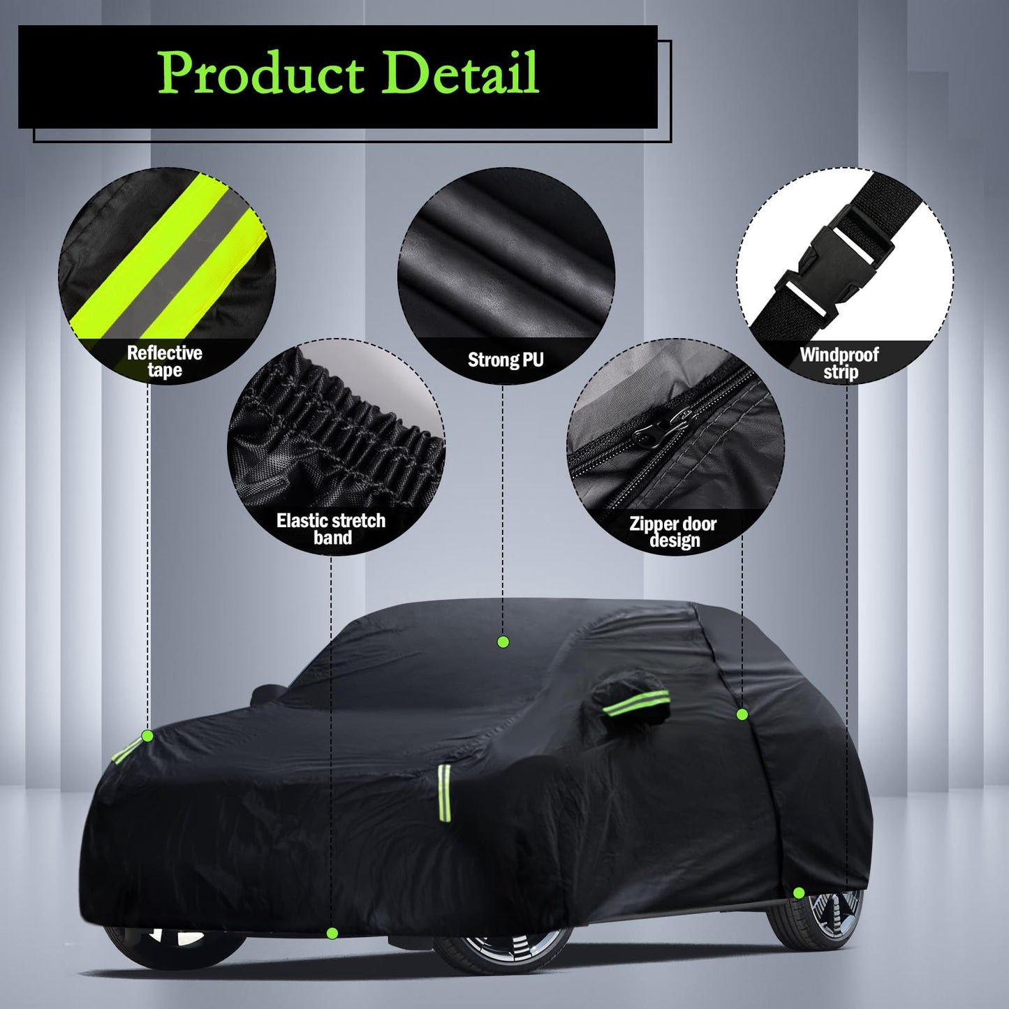 Waterproof Car Cover for Jeep Wrangler 4 Door 2006-2026 JK JL Outdoor Waterproof Sun Rain Snow Hail Protection with Driver Door Zipper