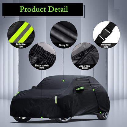 Waterproof Car Cover for Jeep Wrangler 4 Door 2006-2026 JK JL Outdoor Waterproof Sun Rain Snow Hail Protection with Driver Door Zipper