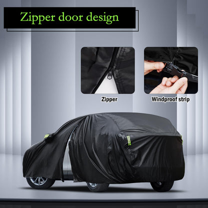 Waterproof Car Cover for Jeep Wrangler 4 Door 2006-2026 JK JL Outdoor Waterproof Sun Rain Snow Hail Protection with Driver Door Zipper