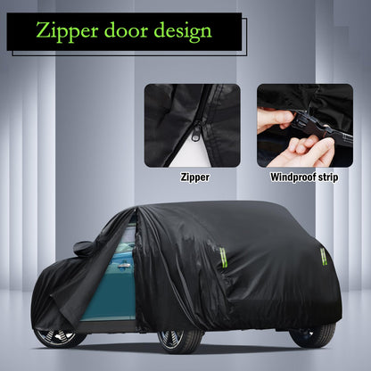 Waterproof Car Cover for Jeep Wrangler 4 Door 2006-2026 JK JL Outdoor Waterproof Sun Rain Snow Hail Protection with Driver Door Zipper