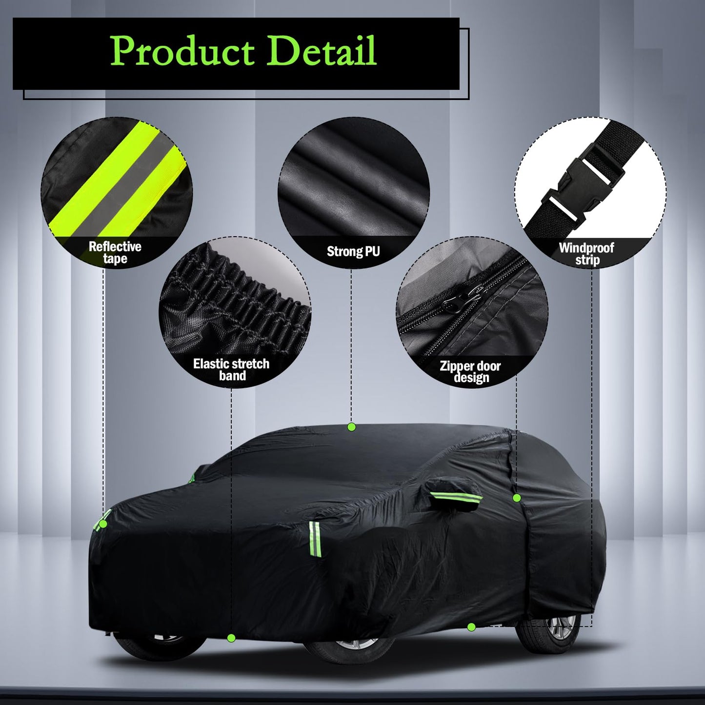 Waterproof Car Cover for Jeep Wrangler 4 Door 2006-2026 JK JL Outdoor Waterproof Sun Rain Snow Hail Protection with Driver Door Zipper