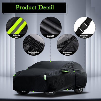 Waterproof Car Cover for Jeep Wrangler 4 Door 2006-2026 JK JL Outdoor Waterproof Sun Rain Snow Hail Protection with Driver Door Zipper