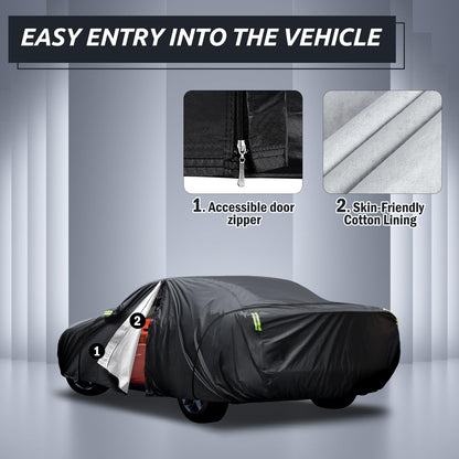 Waterproof Car Cover for Jeep Wrangler 4 Door 2006-2026 JK JL Outdoor Waterproof Sun Rain Snow Hail Protection with Driver Door Zipper