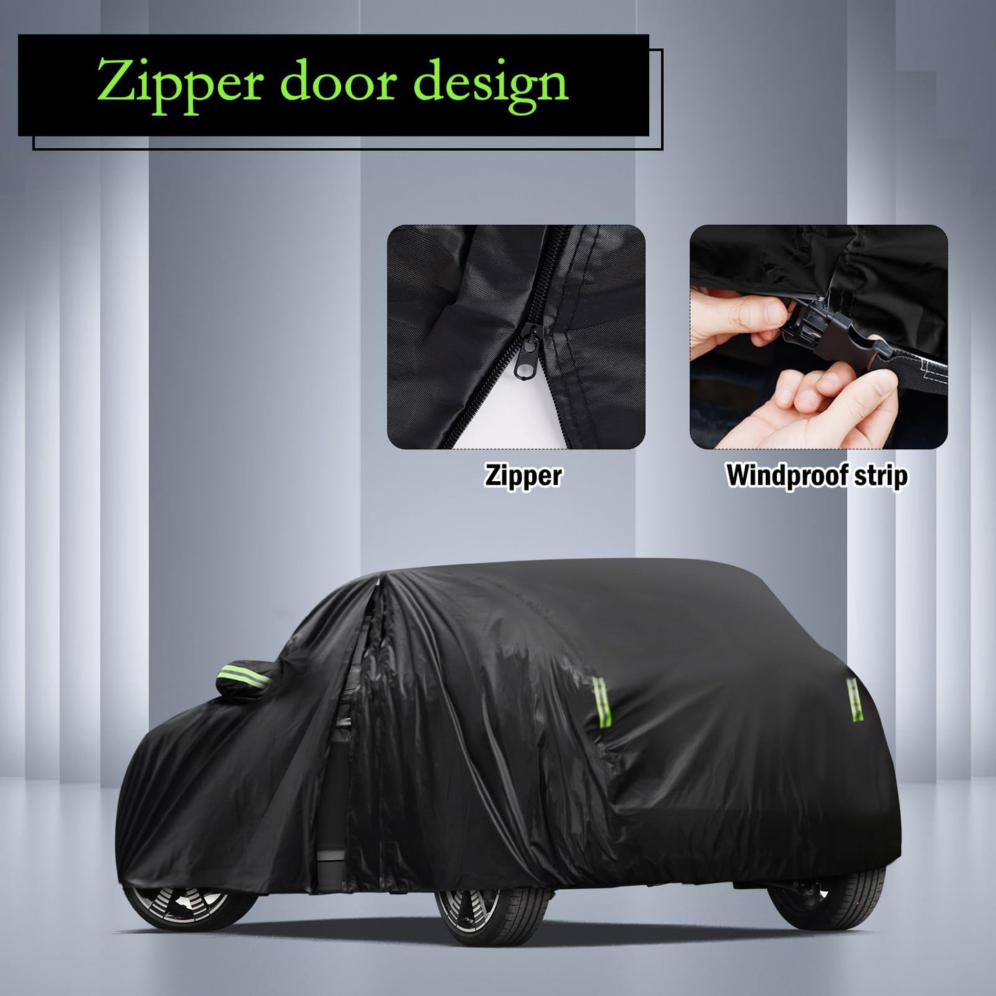 Waterproof Car Cover for Jeep Wrangler 4 Door 2006-2026 JK JL Outdoor Waterproof Sun Rain Snow Hail Protection with Driver Door Zipper