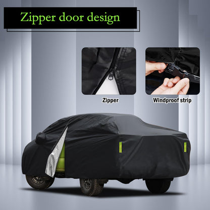 Waterproof Car Cover for Jeep Wrangler 4 Door 2006-2026 JK JL Outdoor Waterproof Sun Rain Snow Hail Protection with Driver Door Zipper