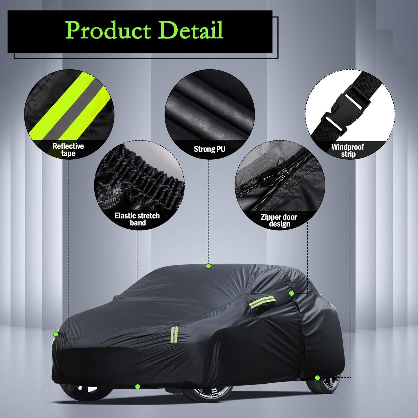 Waterproof Car Cover for Jeep Wrangler 4 Door 2006-2026 JK JL Outdoor Waterproof Sun Rain Snow Hail Protection with Driver Door Zipper