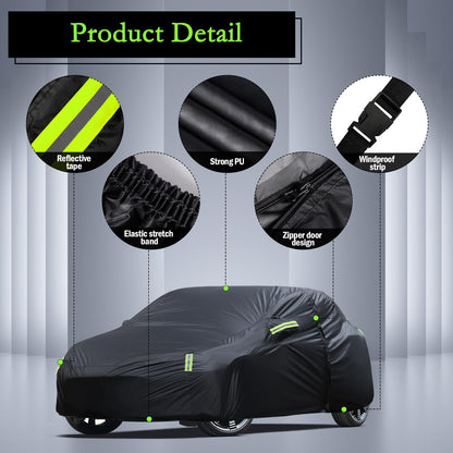 Waterproof Car Cover for Jeep Wrangler 4 Door 2006-2026 JK JL Outdoor Waterproof Sun Rain Snow Hail Protection with Driver Door Zipper