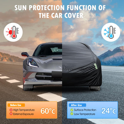 Waterproof Car Cover for Jeep Wrangler 4 Door 2006-2026 JK JL Outdoor Waterproof Sun Rain Snow Hail Protection with Driver Door Zipper