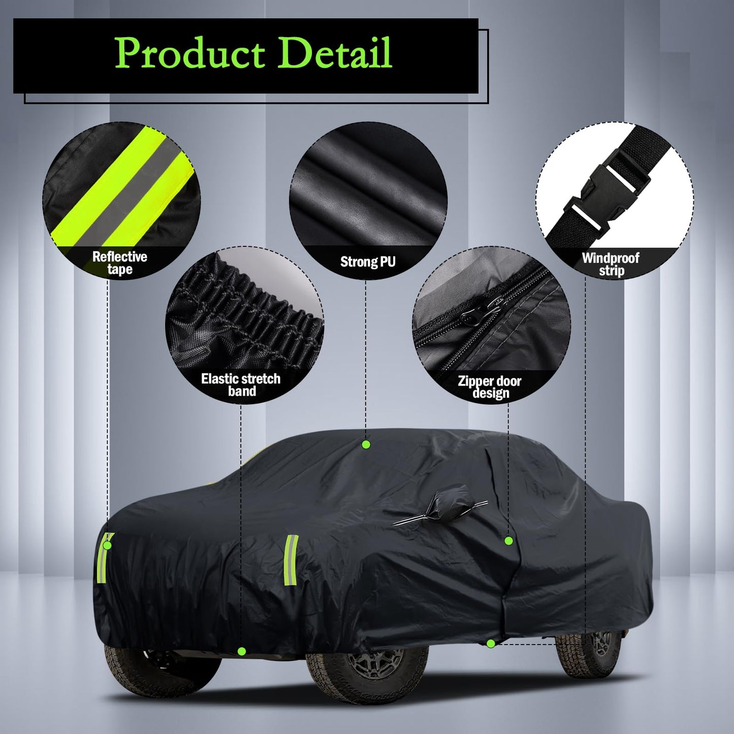 Waterproof Car Cover for Jeep Wrangler 4 Door 2006-2026 JK JL Outdoor Waterproof Sun Rain Snow Hail Protection with Driver Door Zipper