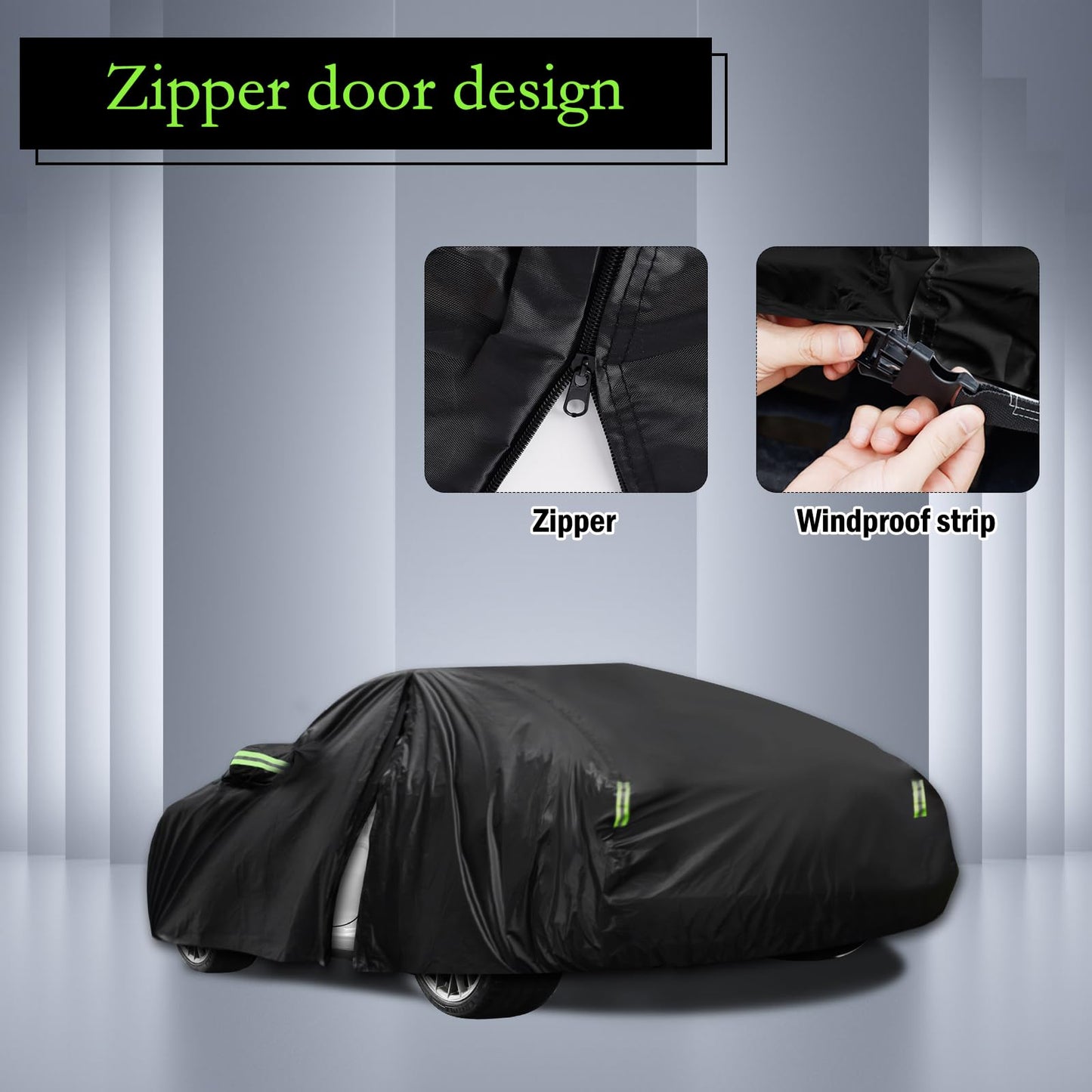 Waterproof Car Cover for Jeep Wrangler 4 Door 2006-2026 JK JL Outdoor Waterproof Sun Rain Snow Hail Protection with Driver Door Zipper
