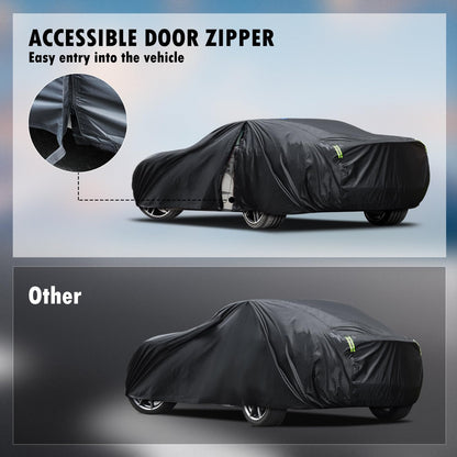 Waterproof Car Cover for Jeep Wrangler 4 Door 2006-2026 JK JL Outdoor Waterproof Sun Rain Snow Hail Protection with Driver Door Zipper