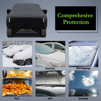 Waterproof Car Cover for Jeep Wrangler 4 Door 2006-2026 JK JL Outdoor Waterproof Sun Rain Snow Hail Protection with Driver Door Zipper