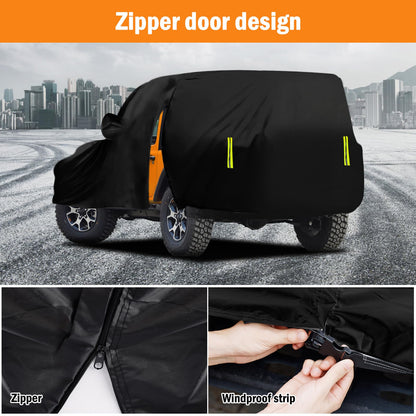 Waterproof Car Cover for Jeep Wrangler 4 Door 2006-2026 JK JL Outdoor Waterproof Sun Rain Snow Hail Protection with Driver Door Zipper