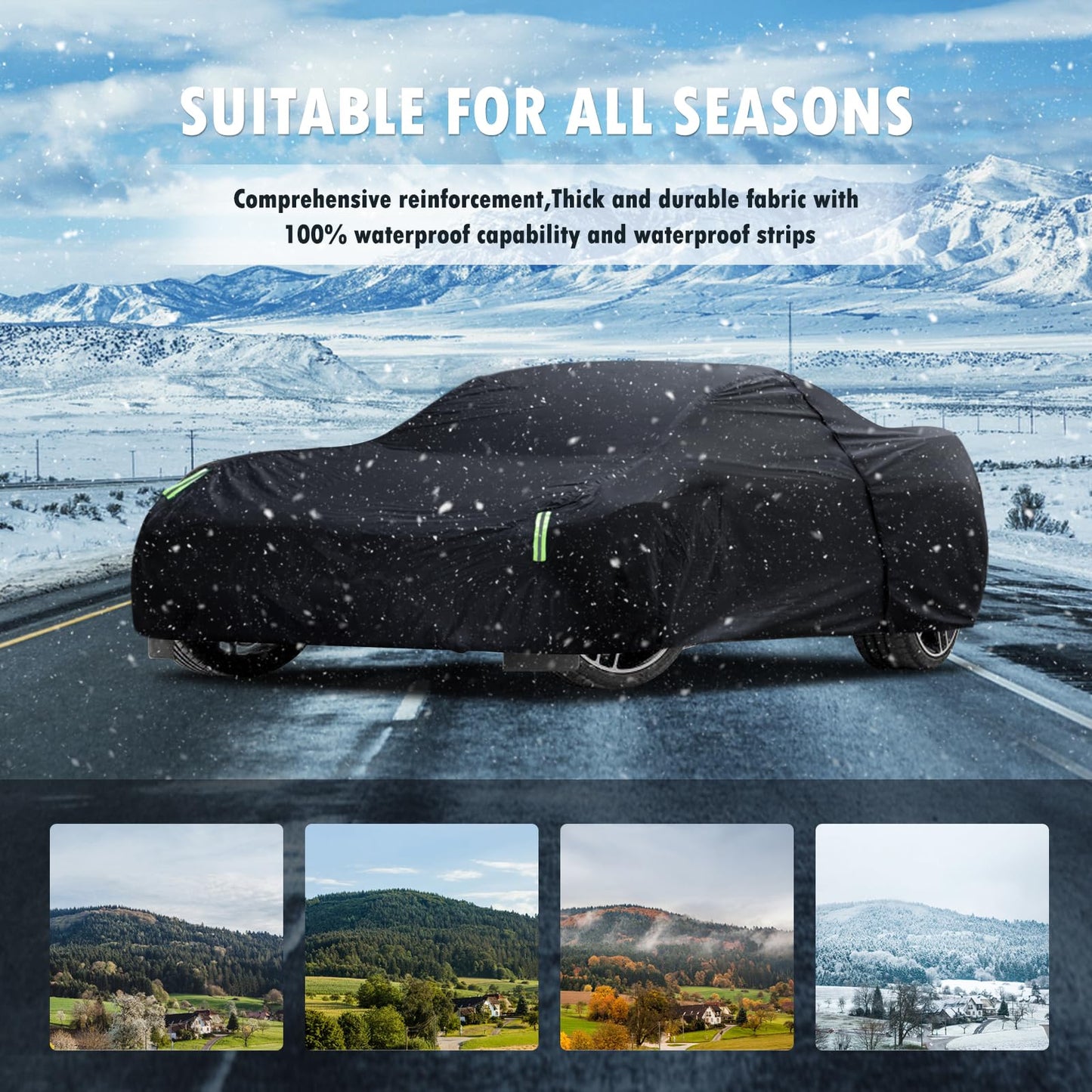 Waterproof Car Cover for Jeep Wrangler 4 Door 2006-2026 JK JL Outdoor Waterproof Sun Rain Snow Hail Protection with Driver Door Zipper