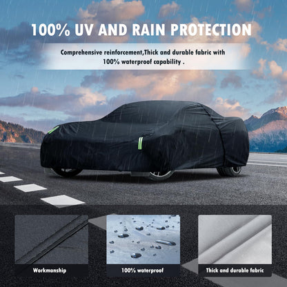 Waterproof Car Cover for Jeep Wrangler 4 Door 2006-2026 JK JL Outdoor Waterproof Sun Rain Snow Hail Protection with Driver Door Zipper